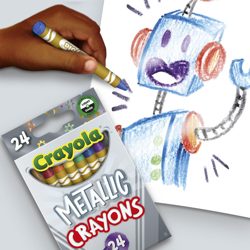 CRAYOLA Crayola Metallic Crayons – 24 Shimmery Colors for Creative Projects - Image 2