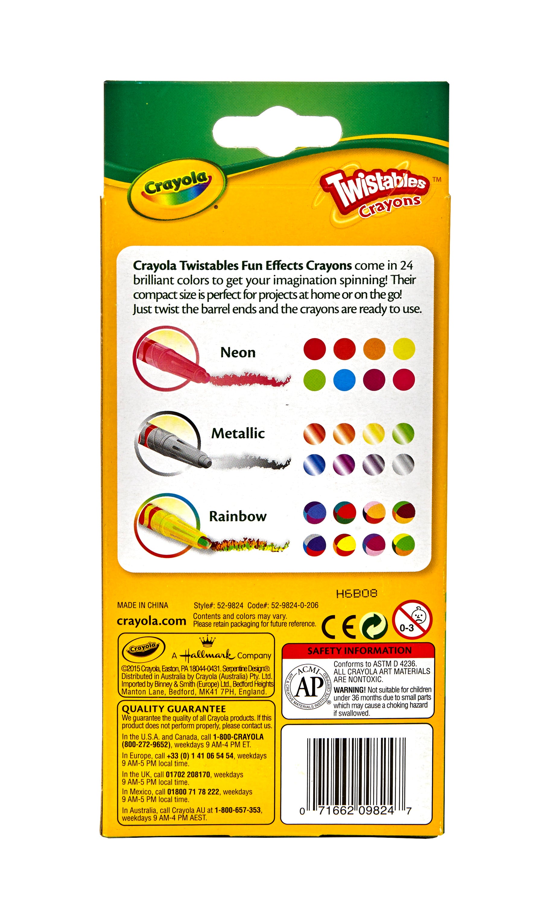 CRAYOLA Twistable Rainbow Fun Effect Crayons - 24 Color