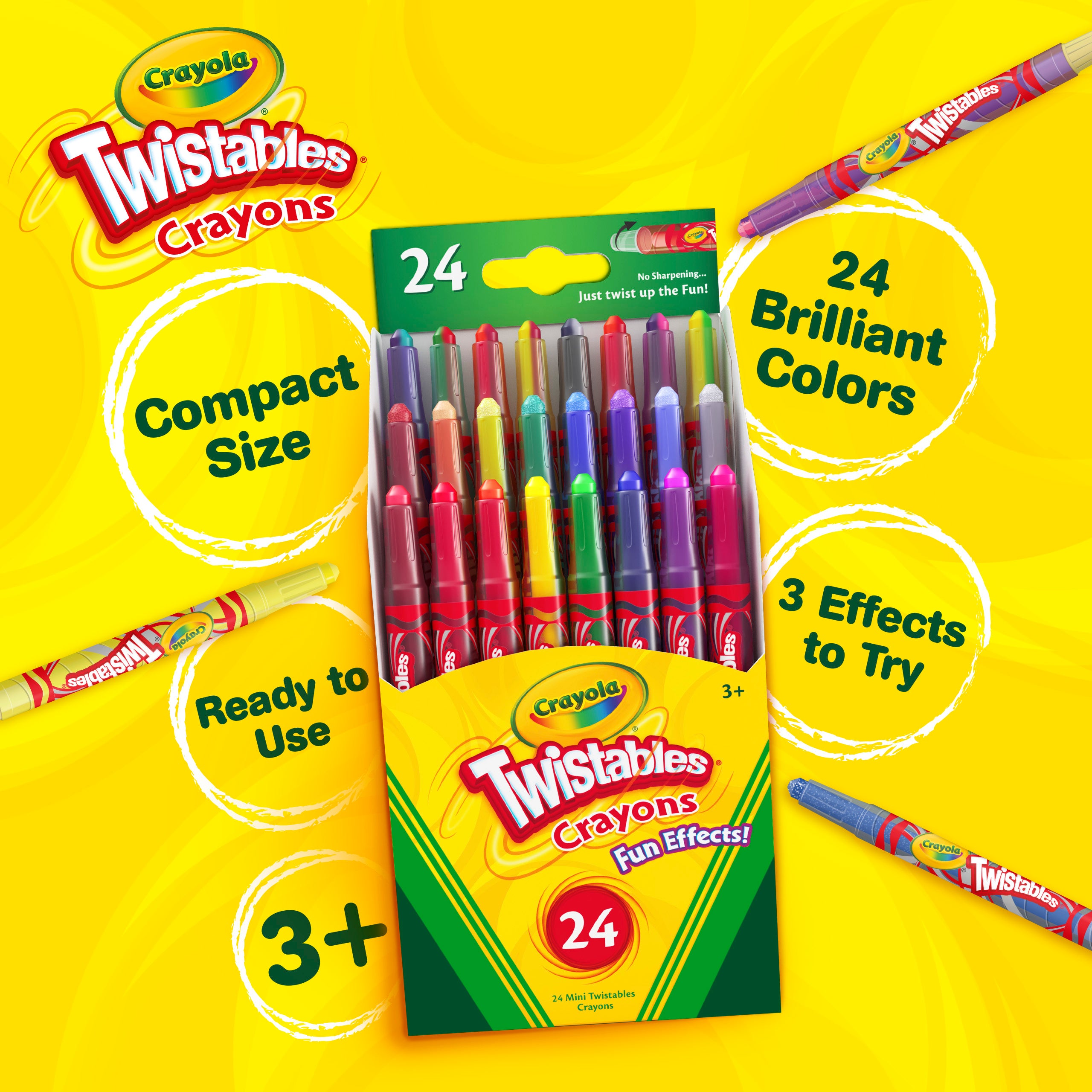 CRAYOLA Twistable Rainbow Fun Effect Crayons - 24 Color
