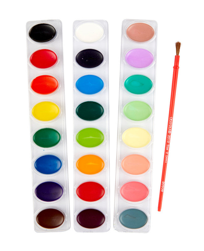 CRAYOLA LLC Crayola 24ct Washable Watercolors with 3 Trays and Brush – Vibrant, Mess-Free Painting for Kids & Classrooms - Image 3