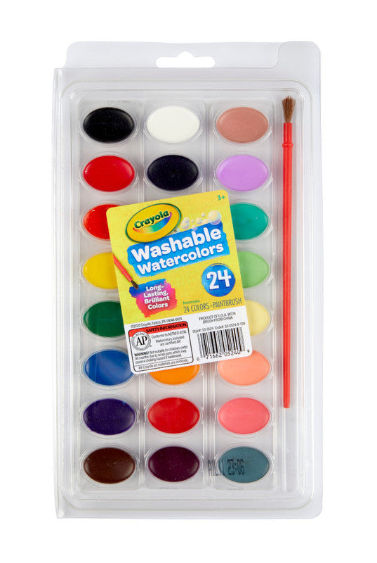 CRAYOLA LLC Crayola 24ct Washable Watercolors with 3 Trays and Brush – Vibrant, Mess-Free Painting for Kids & Classrooms - Image 2