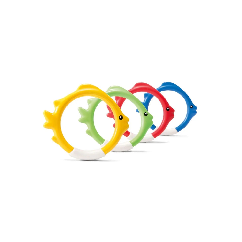 INTEX Underwater Fish Diving Rings (4-Pack) – Weighted Sinking Pool Toys for Swim Training and Retrieval