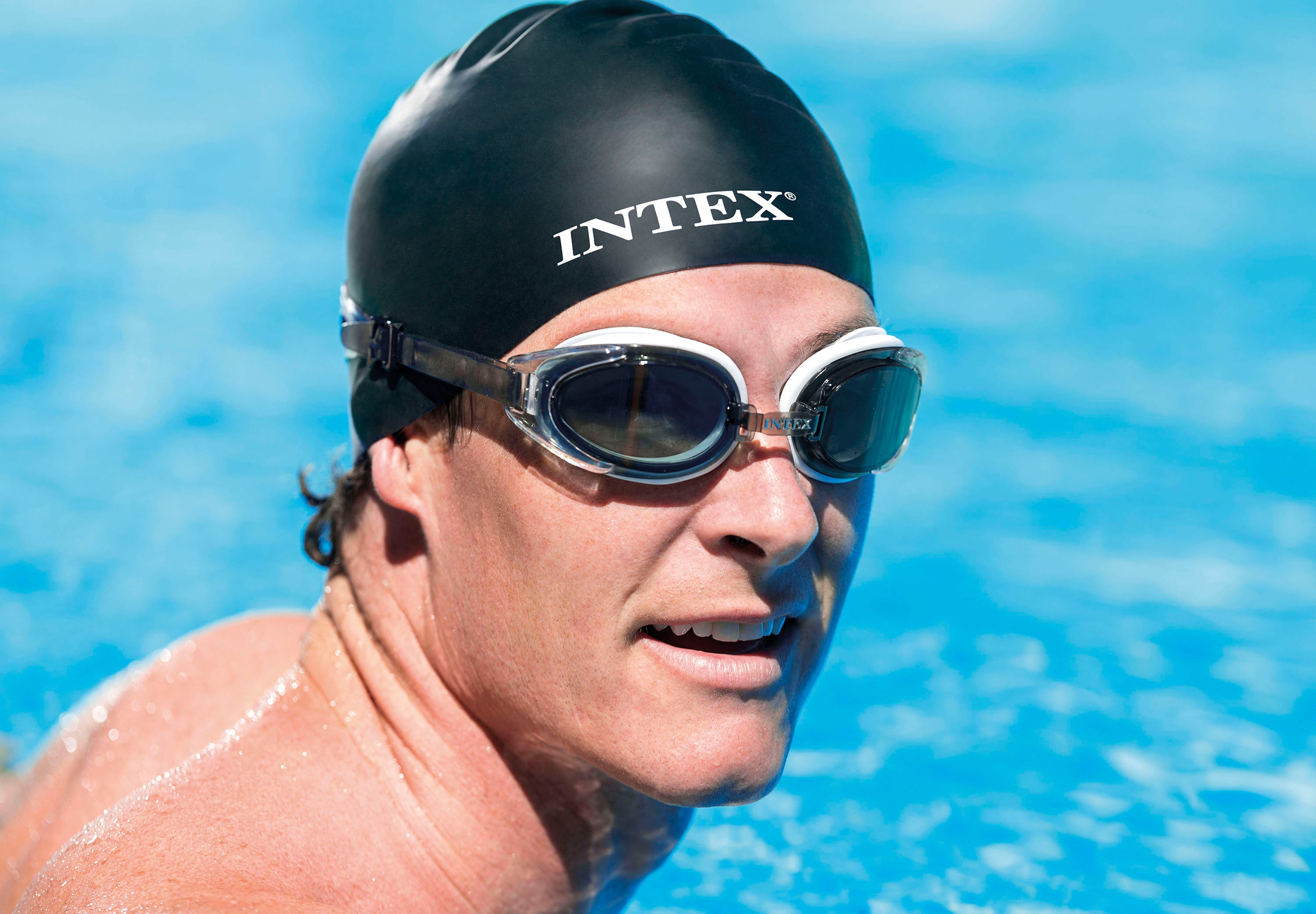 INTEX Water Pro Swim Goggles – Adult Panoramic Wide Vision, Adjustable Silicone Strap