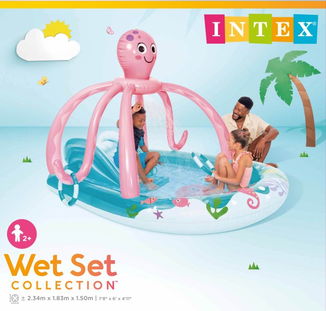 INTEX Friendly Octopus Inflatable Play Center – Splash Pool with Built-in Sprayer & Ring Toss Game - Image 2