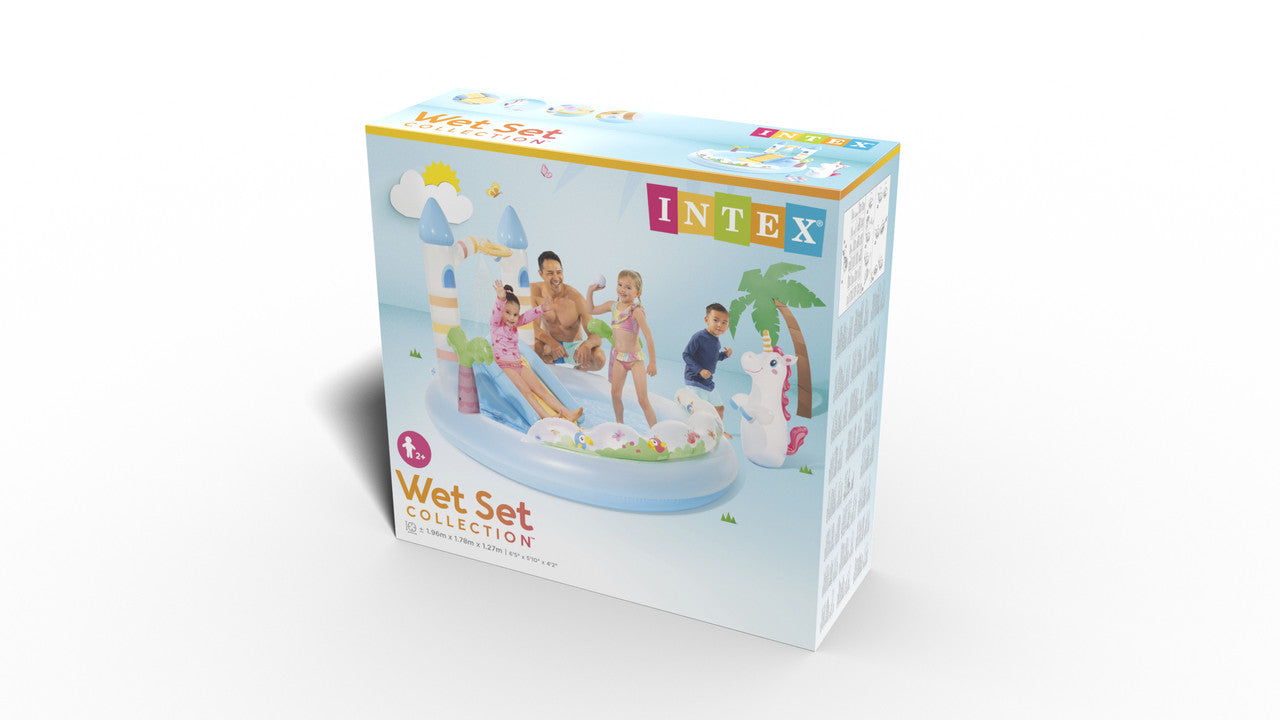 INTEX Unicorn Castle Inflatable Play Center – Magical Water Park with Slide, Ring Toss, & Sprayer - Image 5