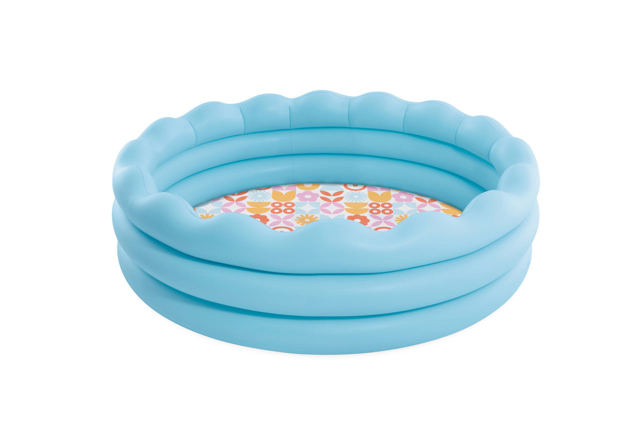 INTEX Wavy Edge Inflatable Family Pool – Unique Contoured Design Backyard Splash Pool with Repair Patch