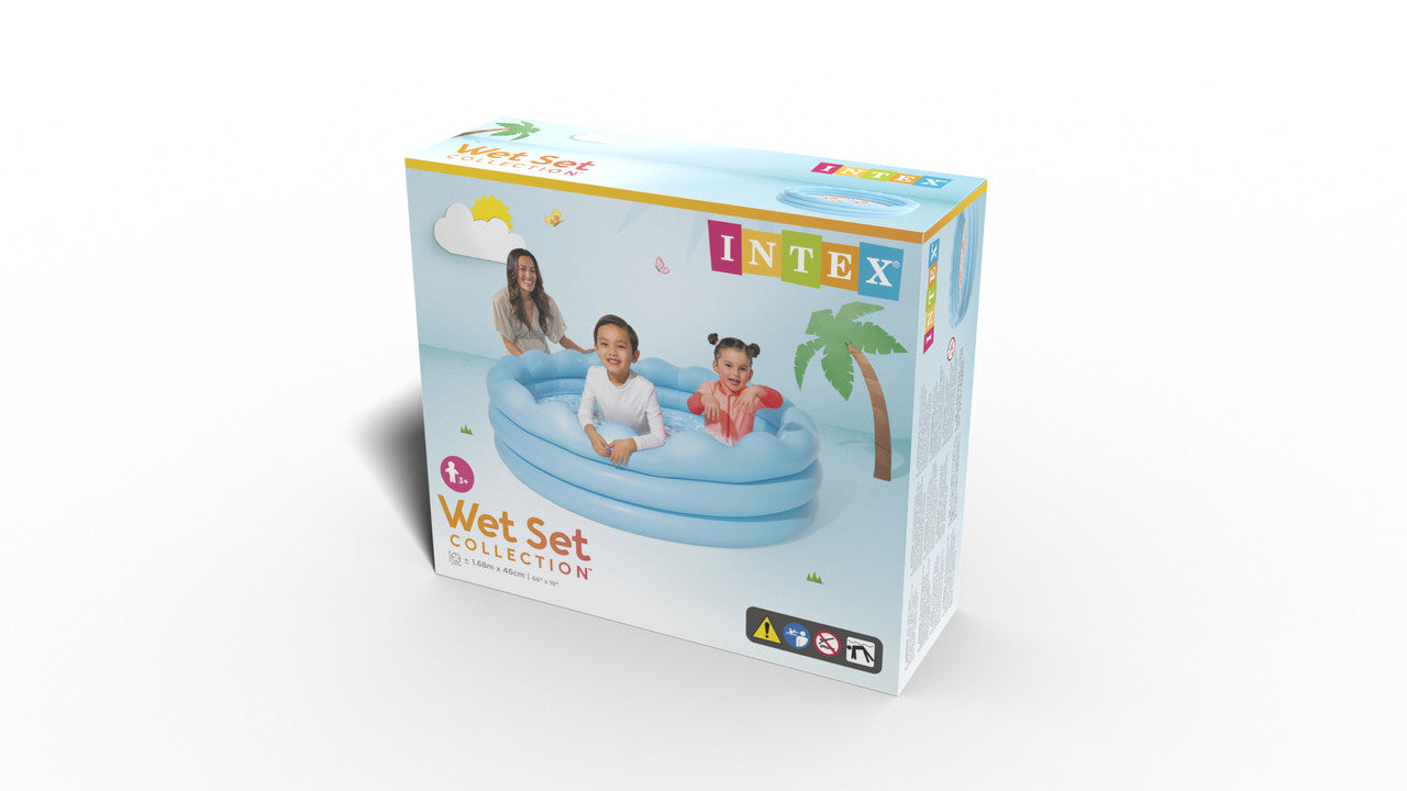 INTEX Wavy Edge Inflatable Family Pool – Unique Contoured Design Backyard Splash Pool with Repair Patch - Image 5