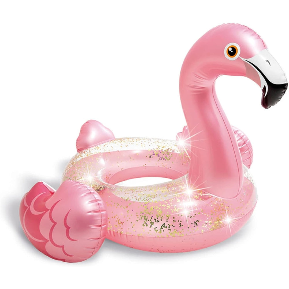 INTEX Glitter Flamingo Inflatable Swim Tube – Sparkle-Filled Pink Bird Pool Ring for Beach & Summer Parties
