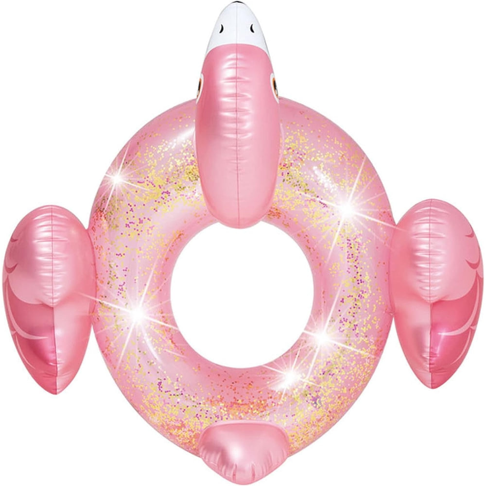 INTEX Glitter Flamingo Inflatable Swim Tube – Sparkle-Filled Pink Bird Pool Ring for Beach & Summer Parties - Image 3