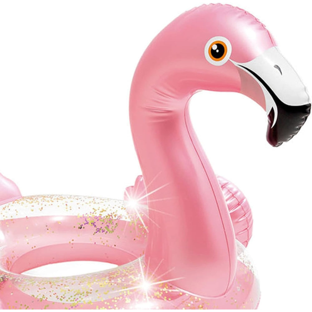 INTEX Glitter Flamingo Inflatable Swim Tube – Sparkle-Filled Pink Bird Pool Ring for Beach & Summer Parties - Image 5