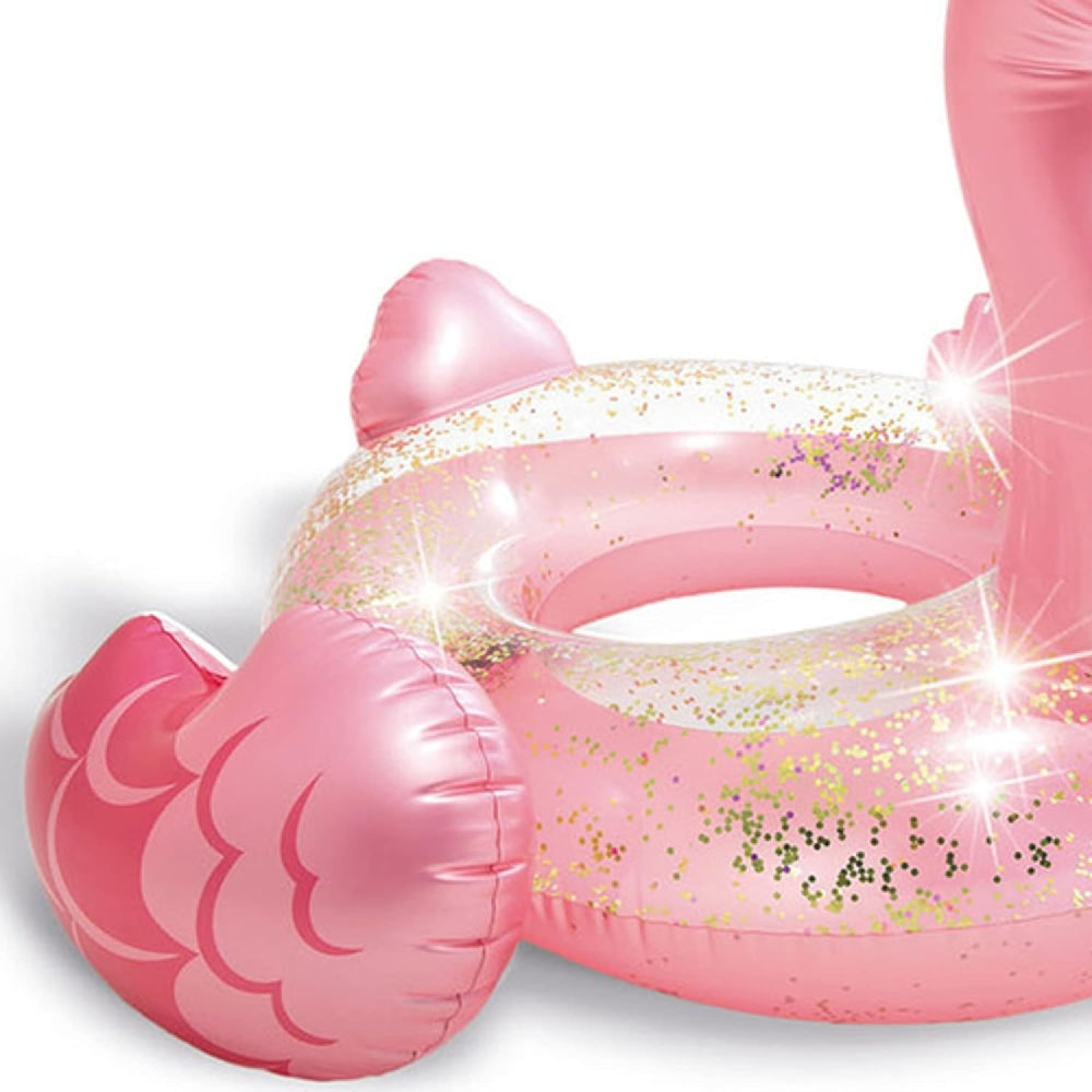 INTEX Glitter Flamingo Inflatable Swim Tube – Sparkle-Filled Pink Bird Pool Ring for Beach & Summer Parties - Image 6