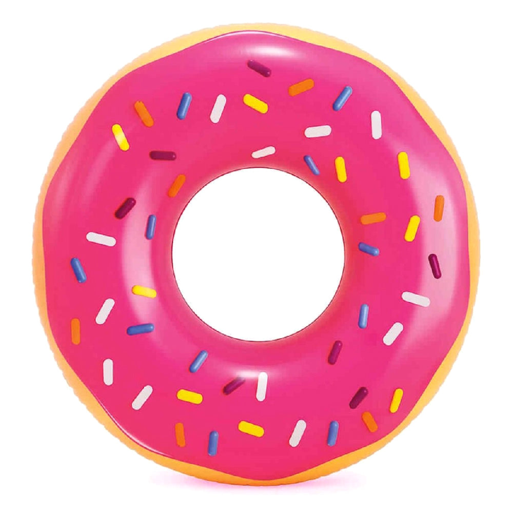 INTEX Pink Frosted Donut Inflatable Tube – Realistic "Delicious" Graphic Fashion Pool Ring