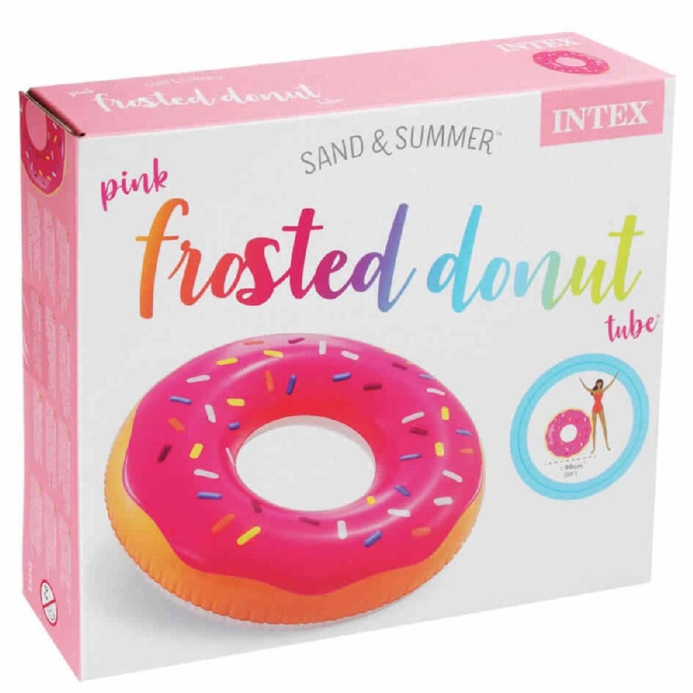 INTEX Pink Frosted Donut Inflatable Tube – Realistic "Delicious" Graphic Fashion Pool Ring - Image 2