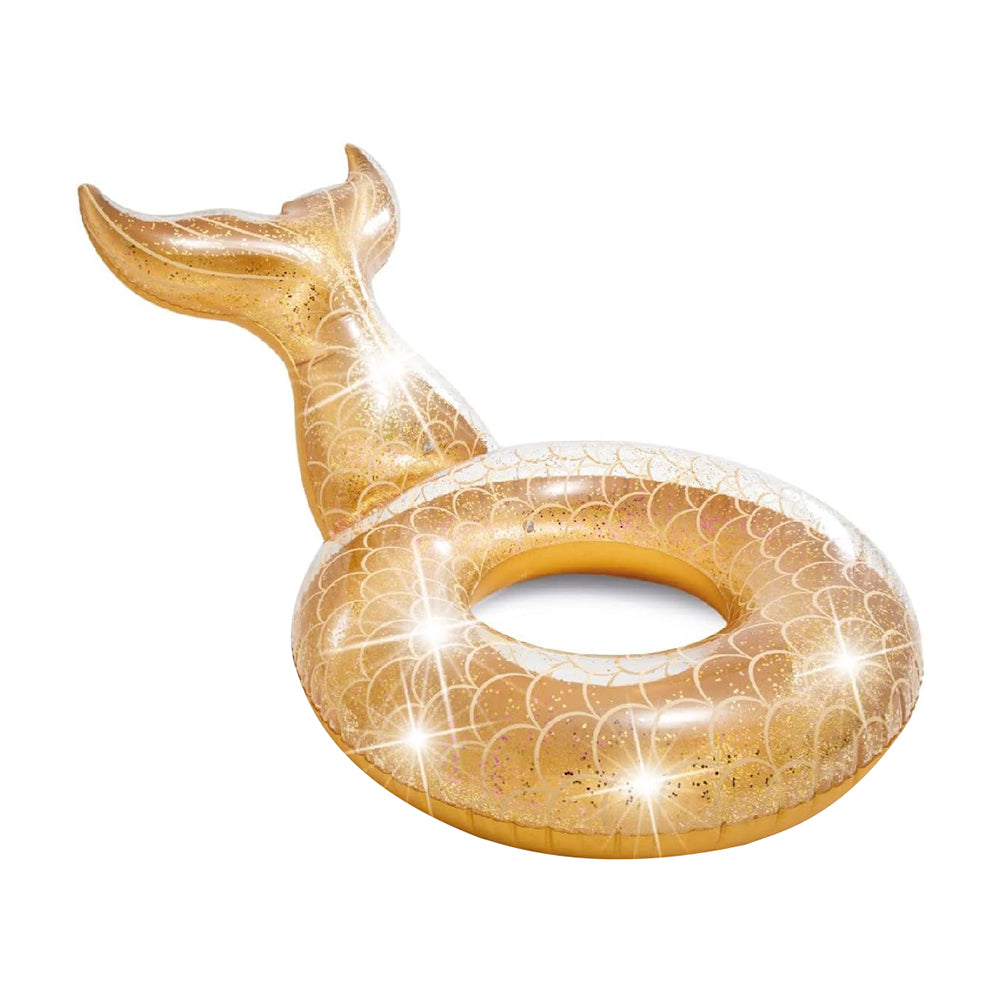 INTEX Glitter Mermaid Inflatable Tube – Transparent Swim Ring Filled with Sparkling Iridescent Glitter