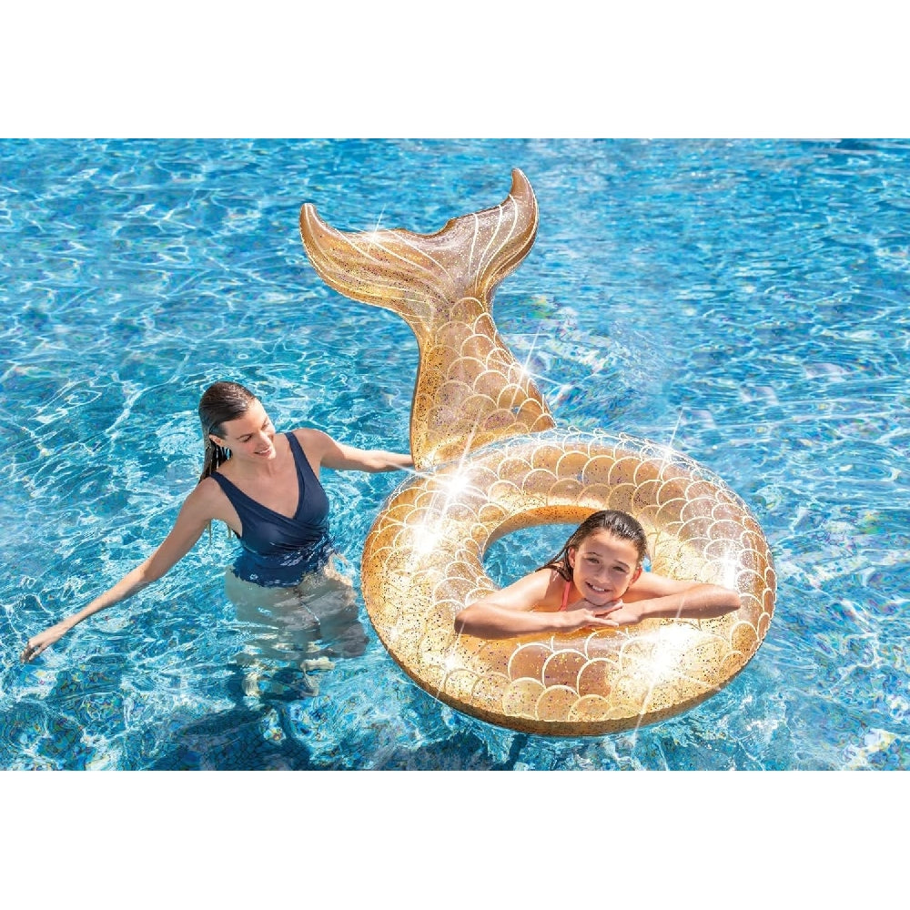 INTEX Glitter Mermaid Inflatable Tube – Transparent Swim Ring Filled with Sparkling Iridescent Glitter - Image 3