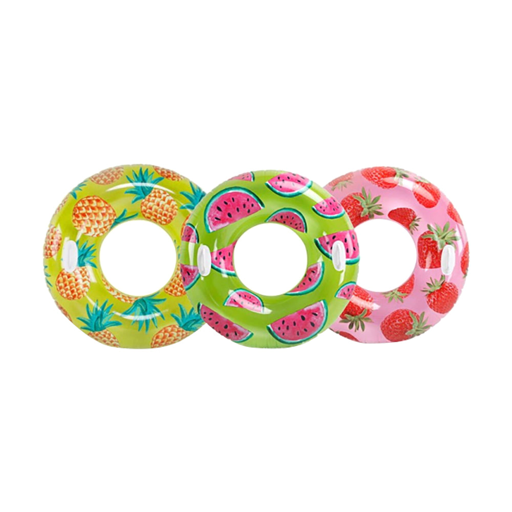 INTEX Tropical Fruit Inflatable Tubes – Realistic Pineapple and Watermelon Printed Swim Rings