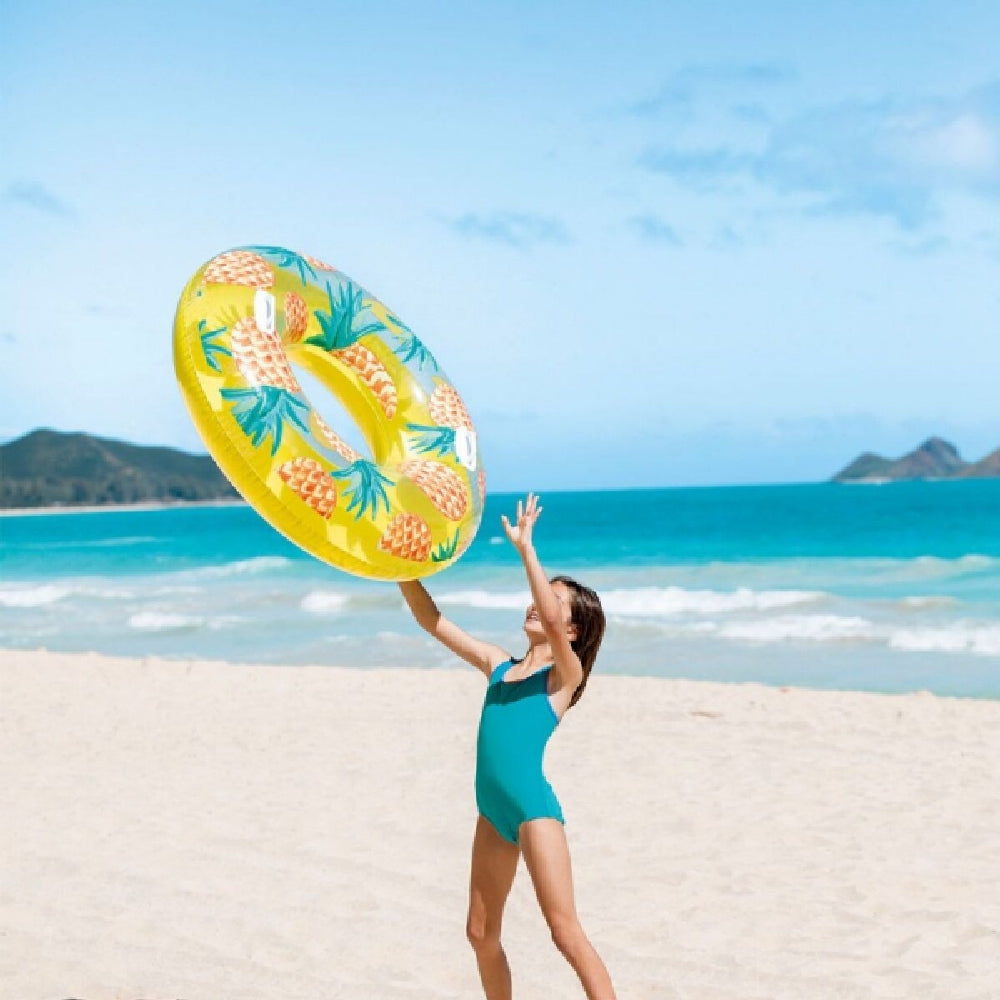 INTEX Tropical Fruit Inflatable Tubes – Realistic Pineapple and Watermelon Printed Swim Rings - Image 4