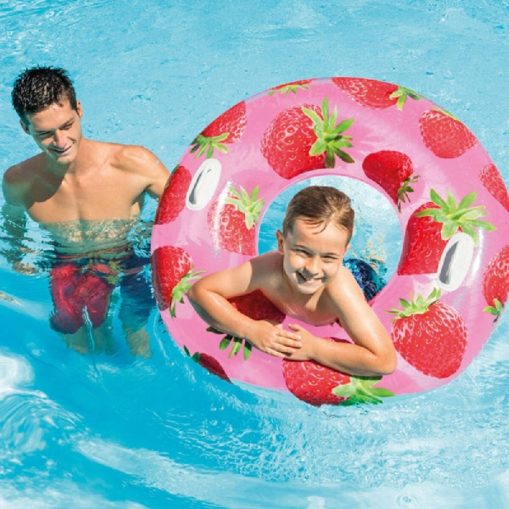 INTEX Tropical Fruit Inflatable Tubes – Realistic Pineapple and Watermelon Printed Swim Rings - Image 5