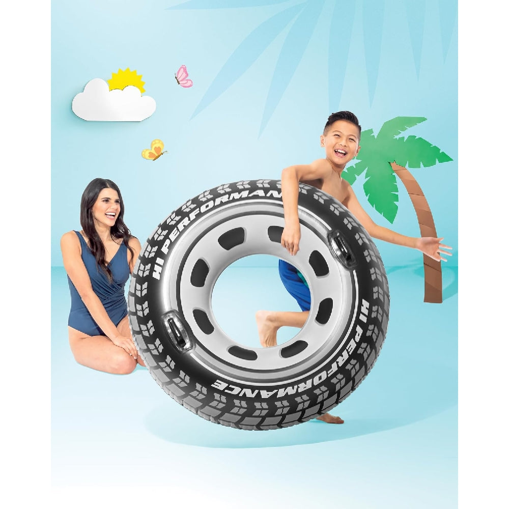 INTEX Monster Truck Inflatable Tube – Realistic Oversized Tire Graphic Swim Ring with Sturdy Handles - Image 2