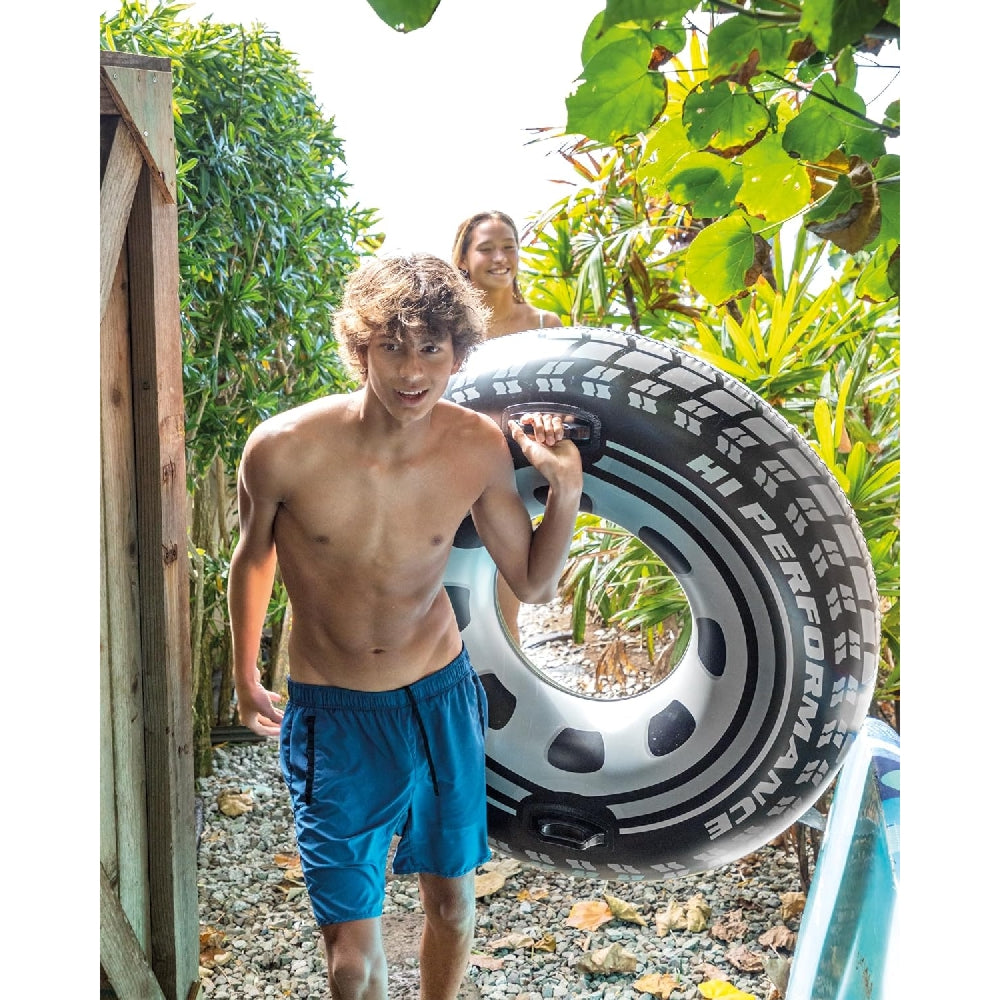 INTEX Monster Truck Inflatable Tube – Realistic Oversized Tire Graphic Swim Ring with Sturdy Handles - Image 3