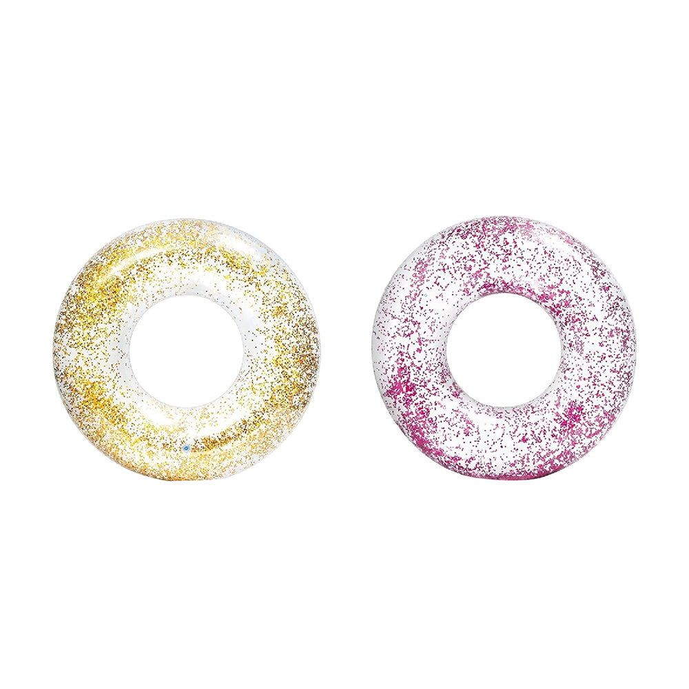 INTEX Transparent Glitter Filled Swim Tubes – Sparkling Iridescent Inflatable Pool Rings for Summer Fun