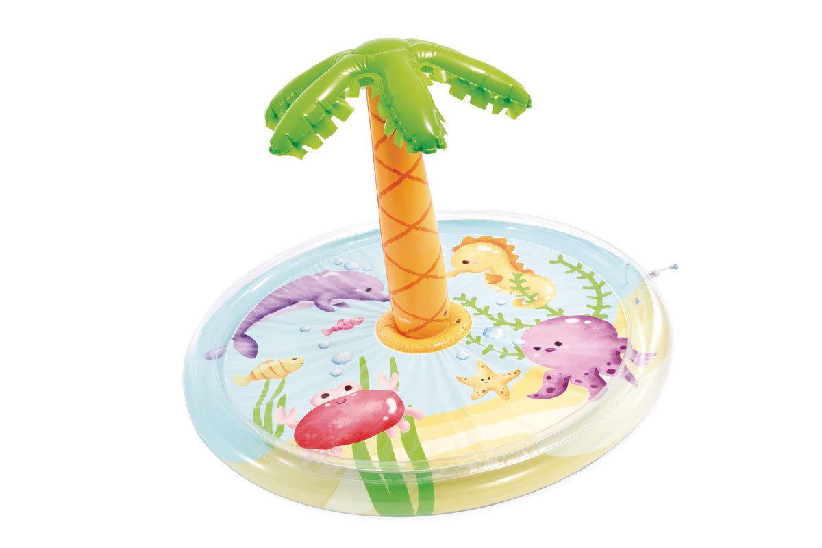 INTEX Palm Tree Spray Kiddie Pool – Tropical Theme Inflatable Splash Pad with Integrated Water Sprinkler - Image 2