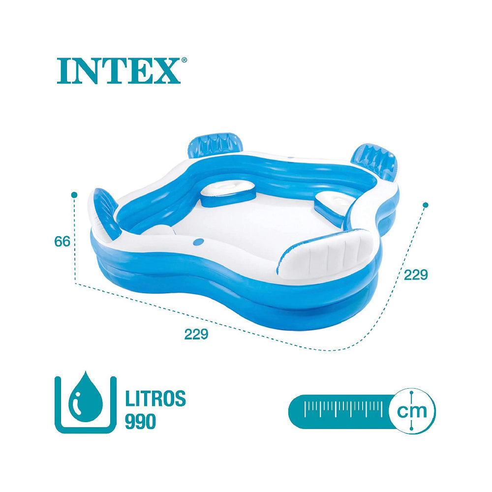 INTEX Swim Center Family Lounge Pool – Large 4-Seat Inflatable Pool with Backrests for Parents & Kids - Image 3
