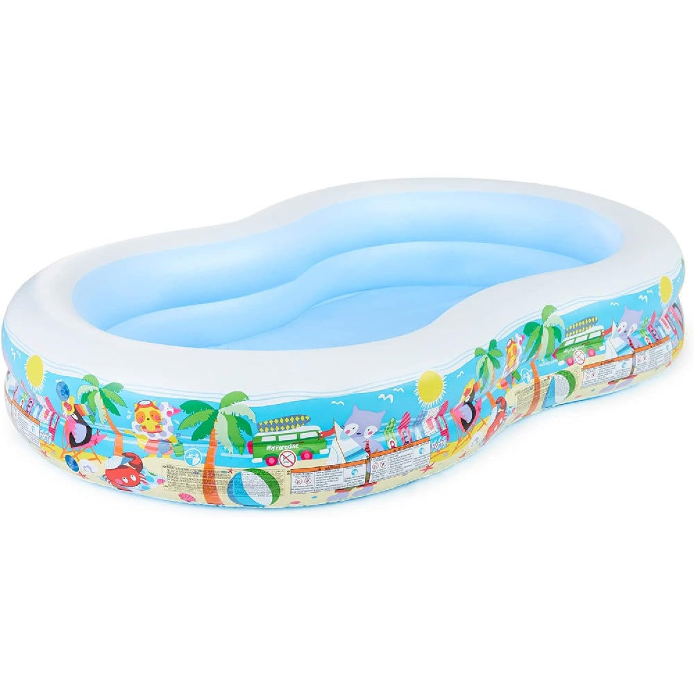 INTEX Seaside Paradise Lagoon Pool – Colorful Two-Chamber Inflatable Splash Pool for Supervised Child Fun