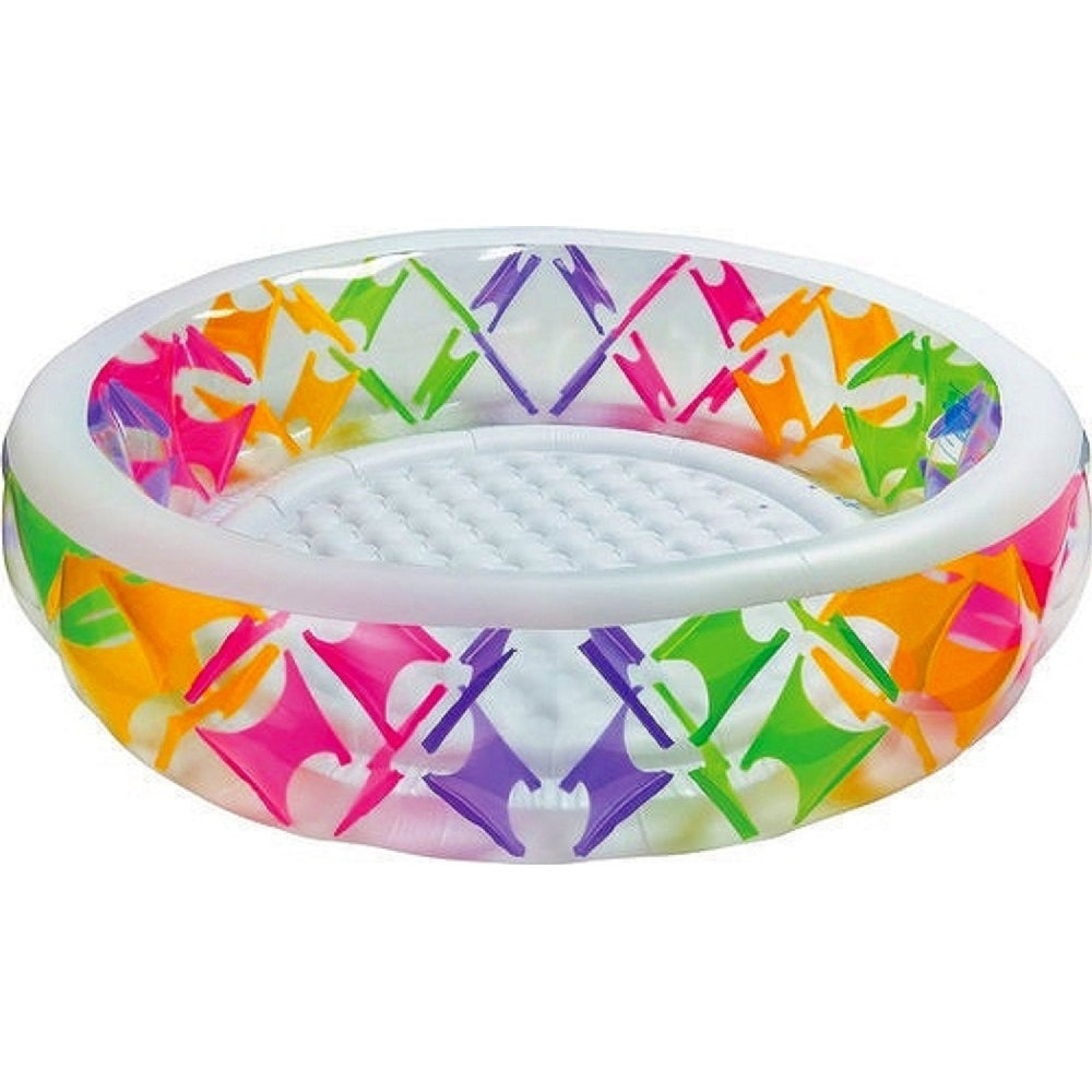INTEX 90in Pinwheel Swim Center Pool – Unique Colorful Geometric Design Backyard Splash Pool for Kids
