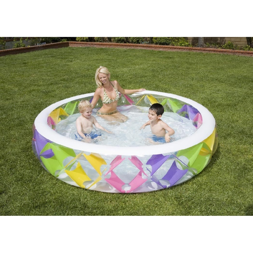 INTEX 90in Pinwheel Swim Center Pool – Unique Colorful Geometric Design Backyard Splash Pool for Kids - Image 3