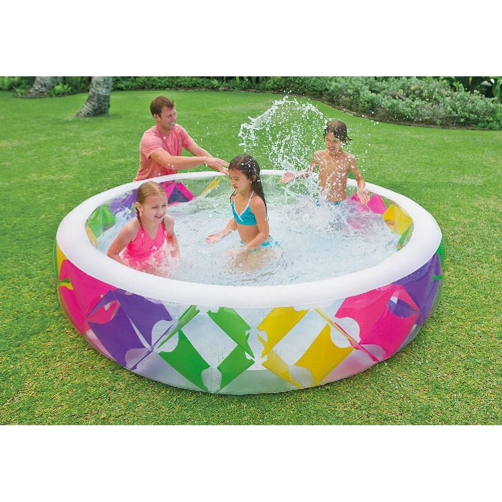 INTEX 90in Pinwheel Swim Center Pool – Unique Colorful Geometric Design Backyard Splash Pool for Kids - Image 4