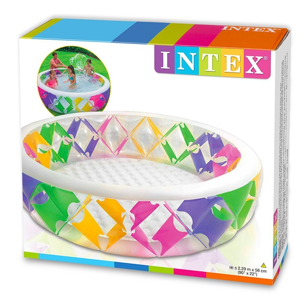 INTEX 90in Pinwheel Swim Center Pool – Unique Colorful Geometric Design Backyard Splash Pool for Kids - Image 6