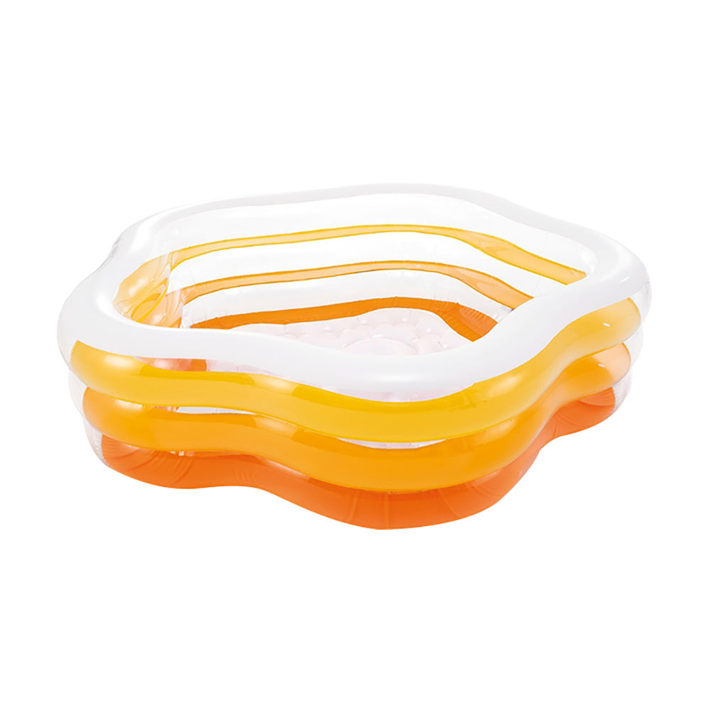 INTEX Pentagonal Inflatable Family Pool – Large Geometric Splash Pool with Wide Sidewalls for Stability