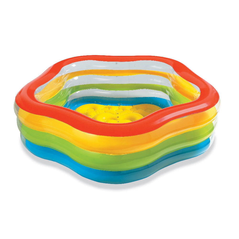 INTEX Pentagonal Inflatable Family Pool – Large Geometric Splash Pool with Wide Sidewalls for Stability - Image 3
