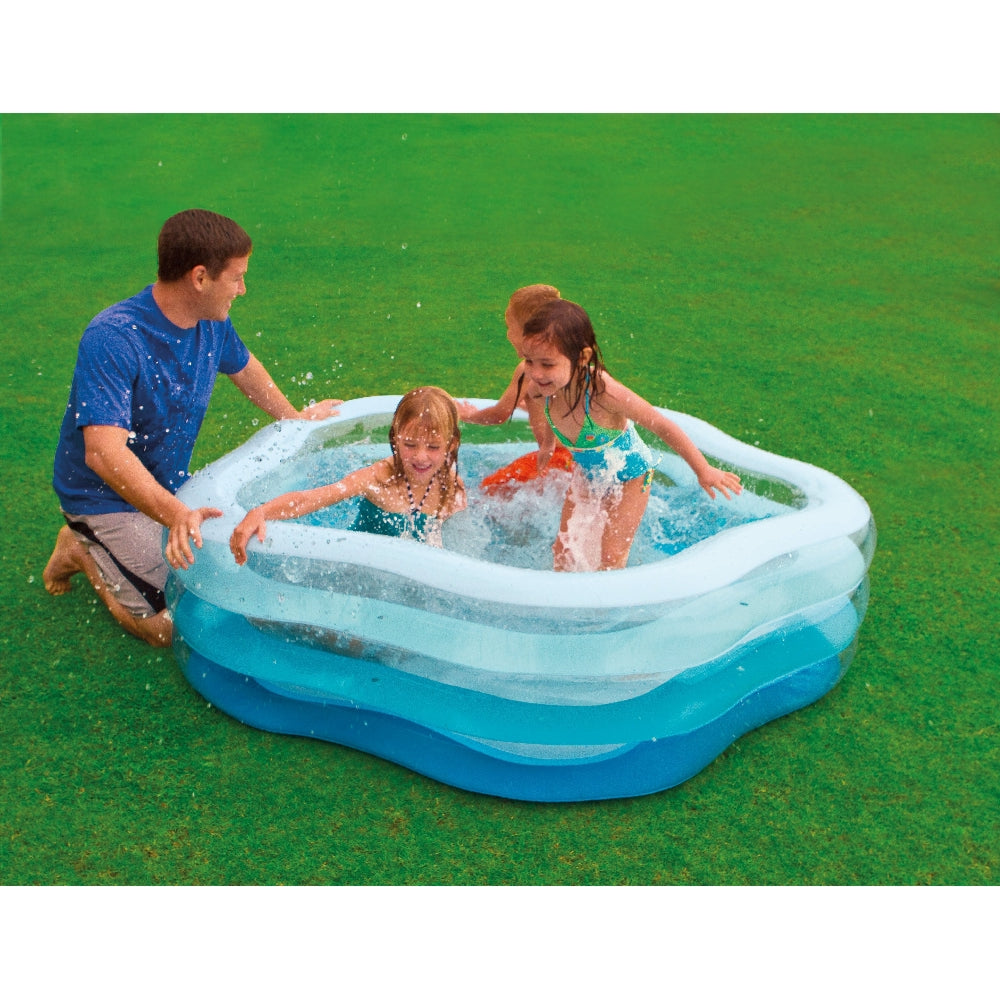 INTEX Pentagonal Inflatable Family Pool – Large Geometric Splash Pool with Wide Sidewalls for Stability - Image 4
