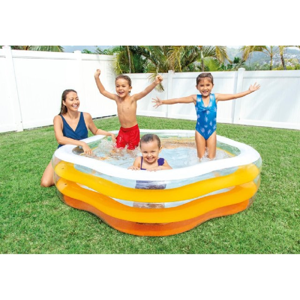 INTEX Pentagonal Inflatable Family Pool – Large Geometric Splash Pool with Wide Sidewalls for Stability - Image 5