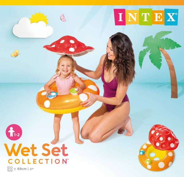 INTEX Mushroom Baby Kiddie Float – Inflatable Toddler Swim Seat with Built-in Toadstool Sunshade - Image 3