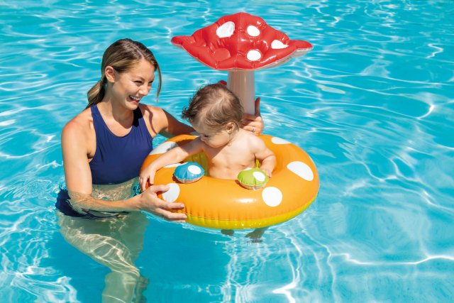 INTEX Mushroom Baby Kiddie Float – Inflatable Toddler Swim Seat with Built-in Toadstool Sunshade - Image 2