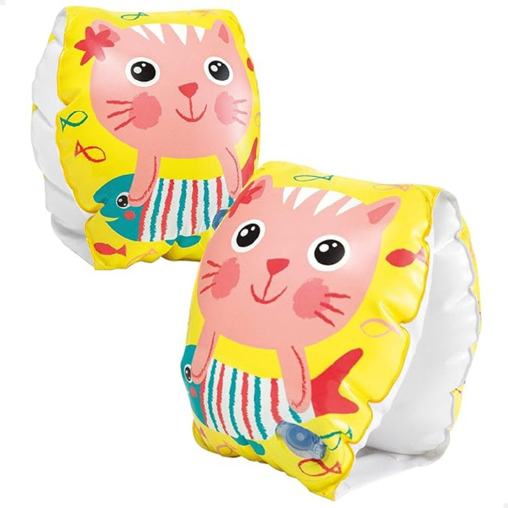 INTEX Happy Kitten Swim Arm Bands – Whimsical Inflatable Safety Sleeves for Supervised Toddler Swimming
