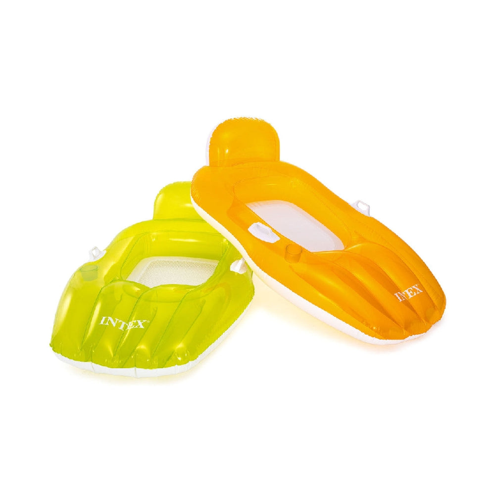 INTEX Chill and Float Inflatable Water Lounge – Adult-Sized Lake Tube with Backrest and Cup Holders