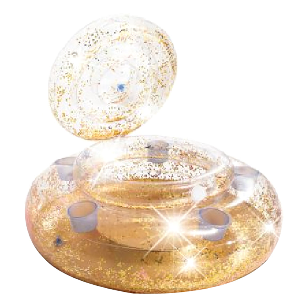 INTEX Glitter Mega Chill Inflatable Cooler – Sparkling Floating Ice Chest with 5 Built-in Cup Holders