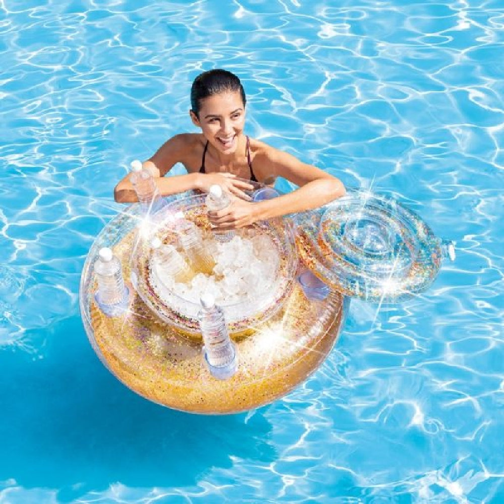 INTEX Glitter Mega Chill Inflatable Cooler – Sparkling Floating Ice Chest with 5 Built-in Cup Holders - Image 3