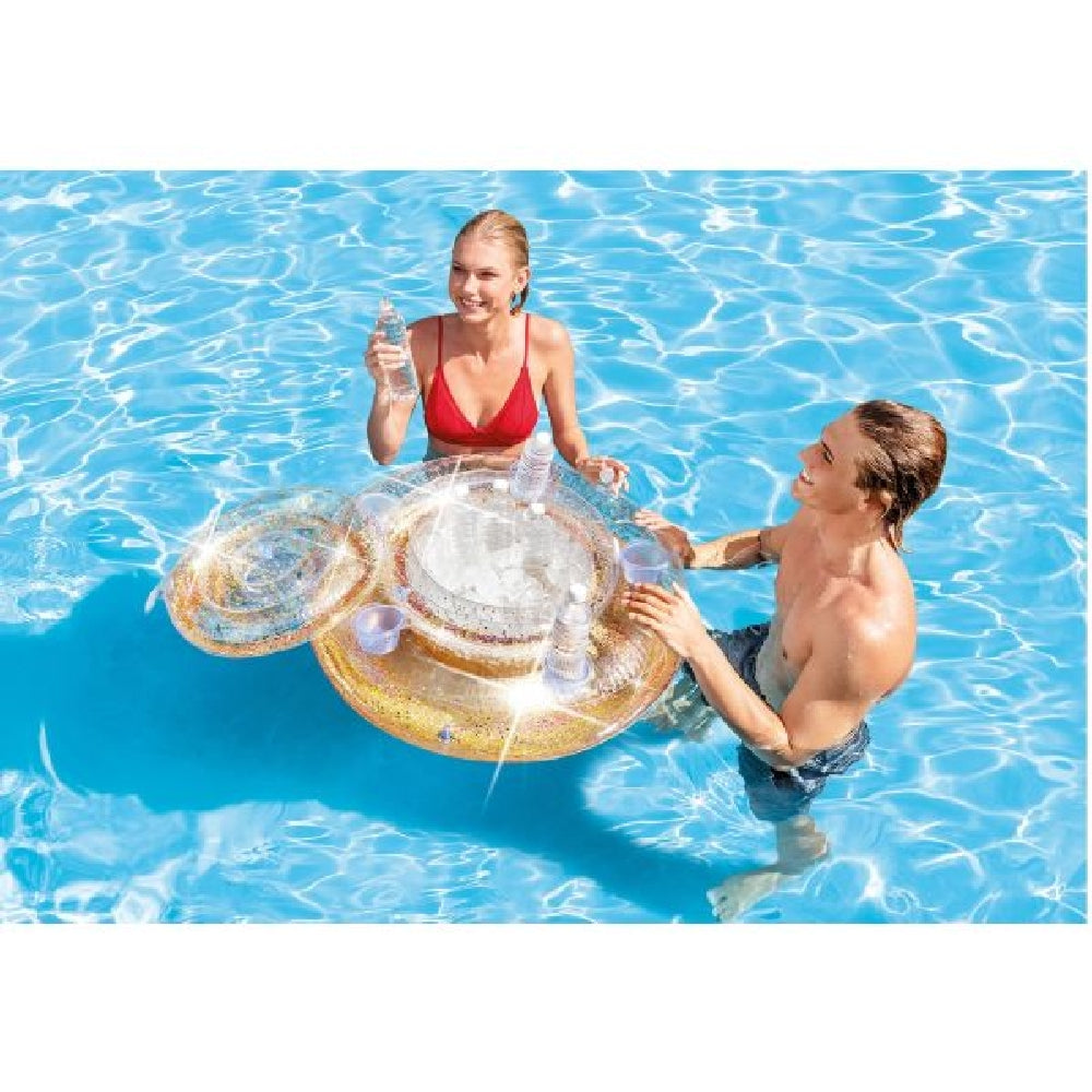 INTEX Glitter Mega Chill Inflatable Cooler – Sparkling Floating Ice Chest with 5 Built-in Cup Holders - Image 4
