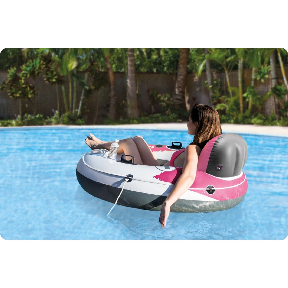INTEX River Run 1 Inflatable Pool Lounge – 53in Heavy-Duty Water Tube with Two Cup Holders & Grab Rope - Image 3