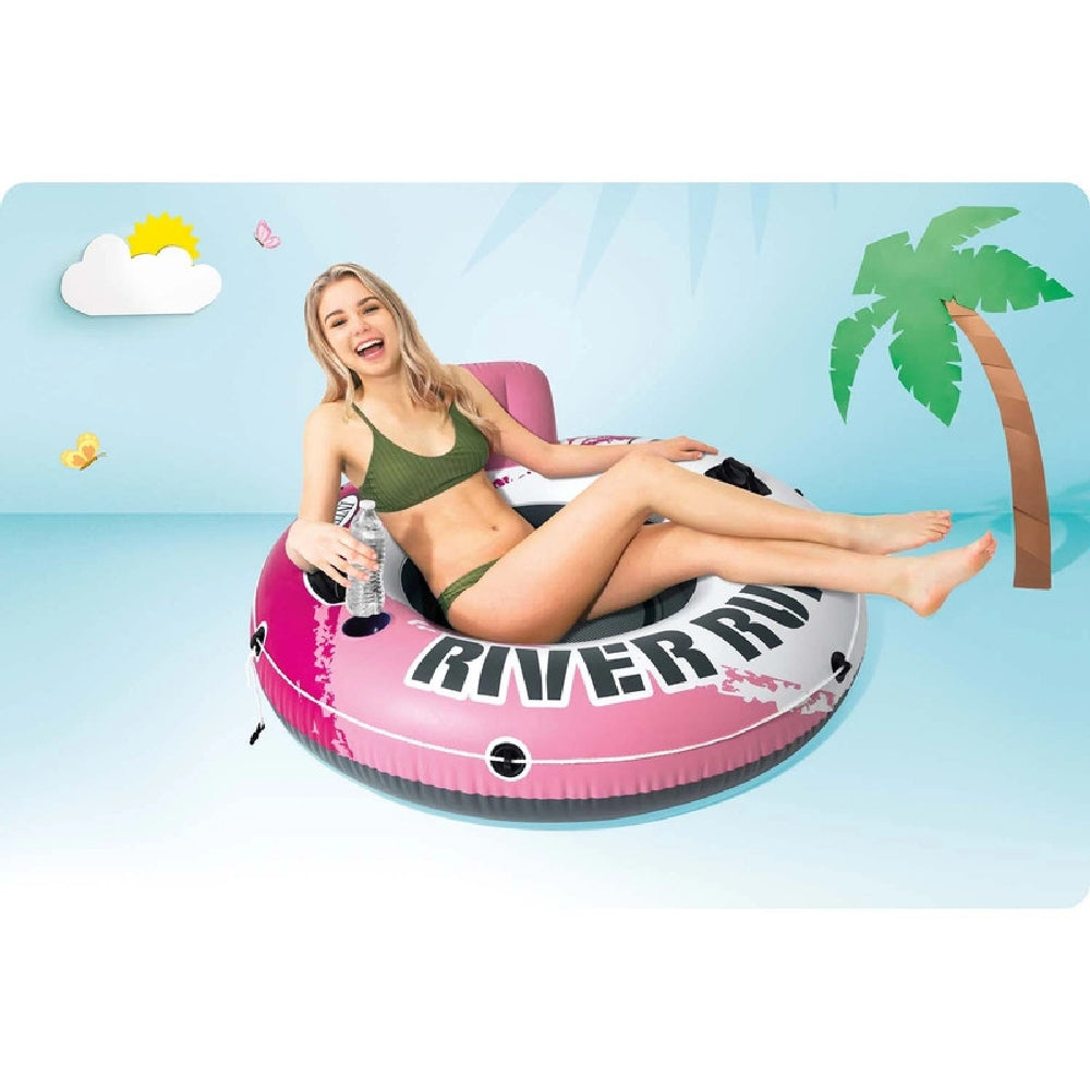 INTEX River Run 1 Inflatable Pool Lounge – 53in Heavy-Duty Water Tube with Two Cup Holders & Grab Rope - Image 4