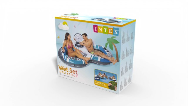 INTEX Skye River Run 2 Water Lounge – 2-Person Inflatable Lake Tube with Backrests, Cooler & Cup Holders - Image 4