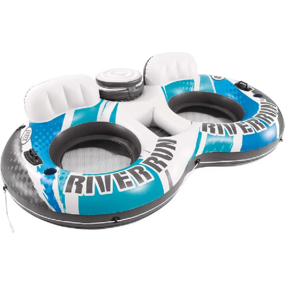 INTEX Skye River Run 2 Lounge – 2-Person Inflatable Tube with Backrests, Cooler & Cup Holders