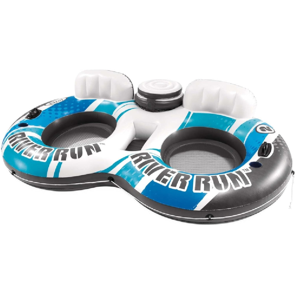 INTEX Skye River Run 2 Lounge – 2-Person Inflatable Tube with Backrests, Cooler & Cup Holders