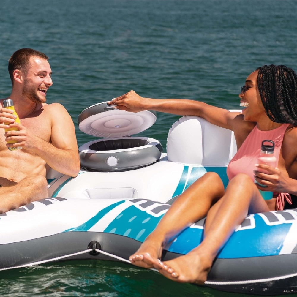 INTEX Skye River Run 2 Lounge – 2-Person Inflatable Tube with Backrests, Cooler & Cup Holders