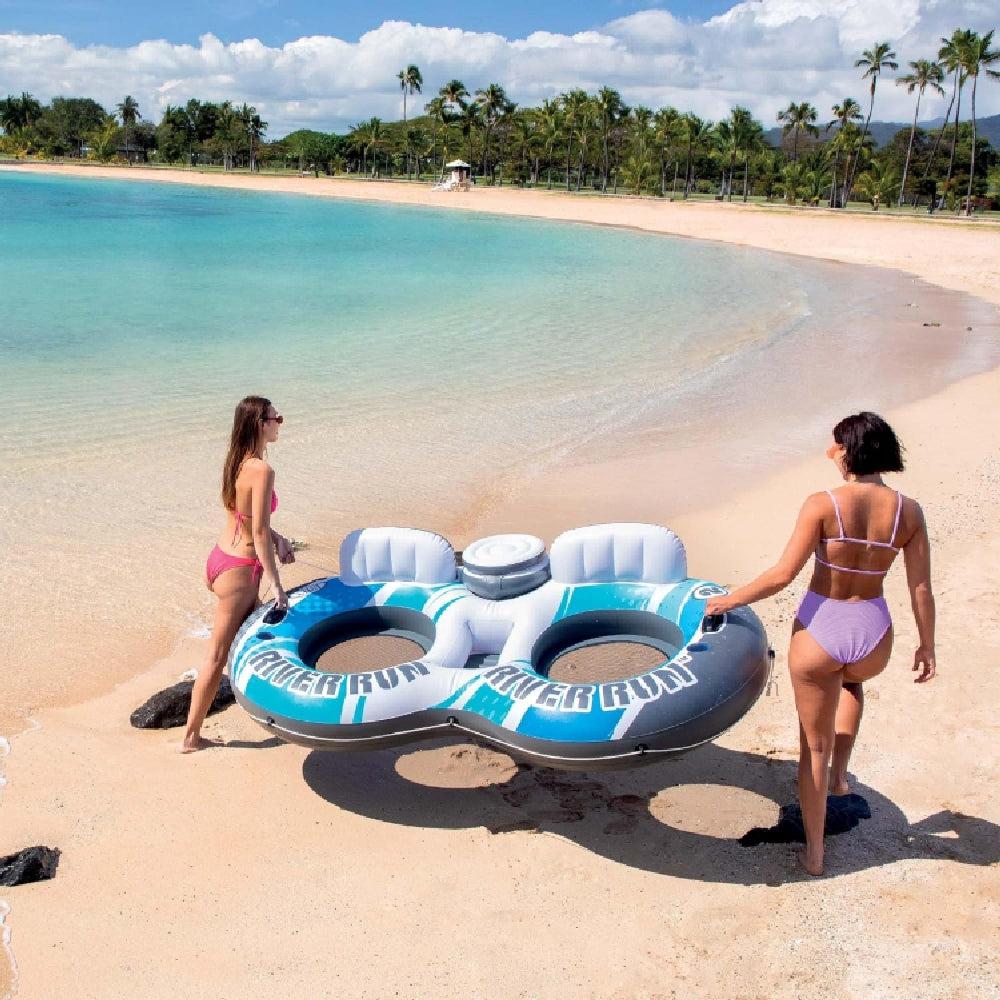 INTEX Skye River Run 2 Lounge – 2-Person Inflatable Tube with Backrests, Cooler & Cup Holders